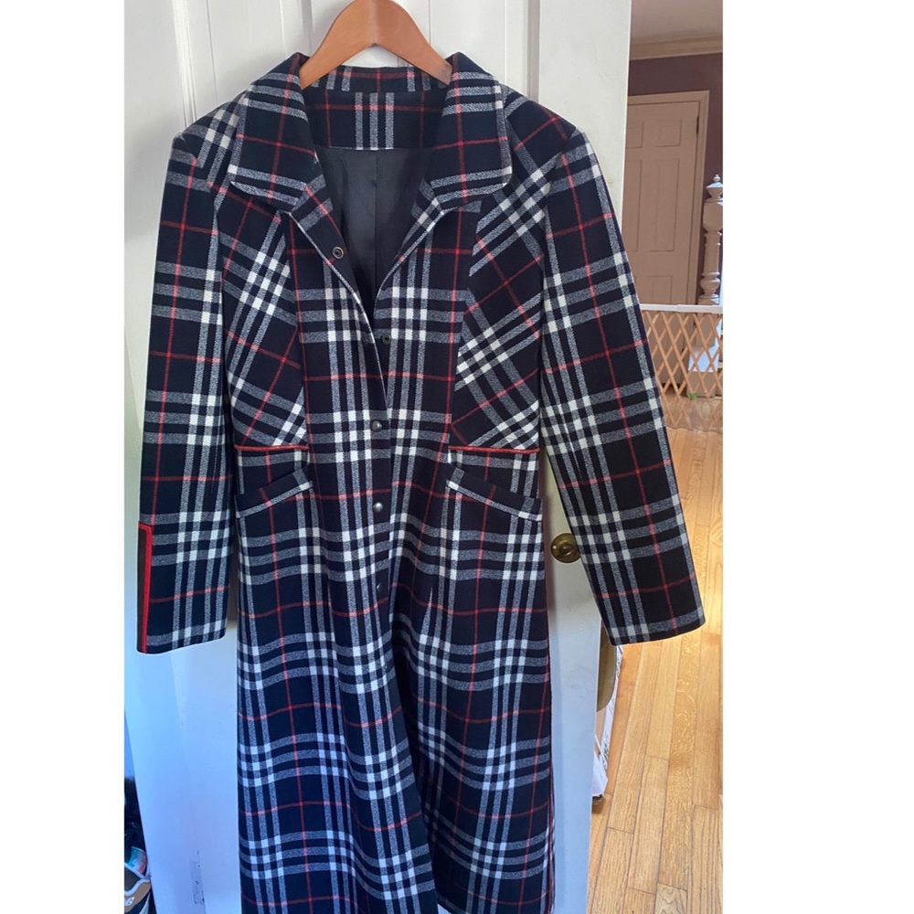 Navy blue plaid coat